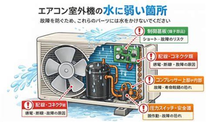 室外機に水をかけるリスクと注意点